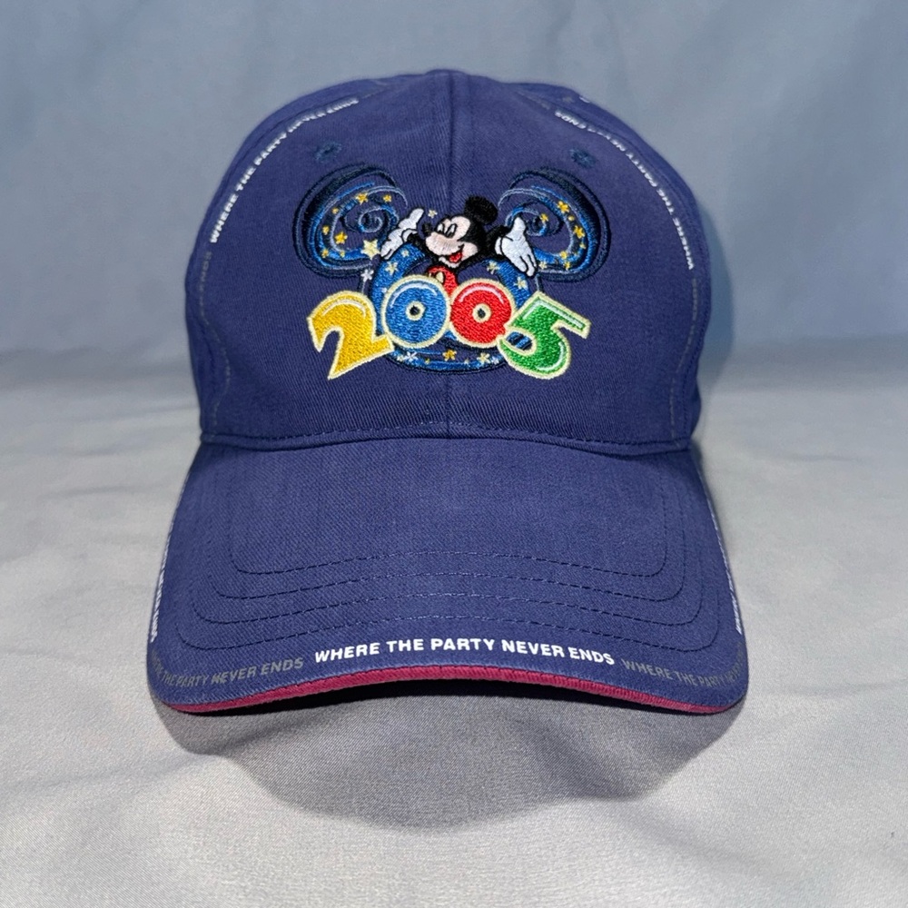 Disney Y2K 2005 “Where The Party Never Ends” Blue & Red OSFA Velcro Adult Hat